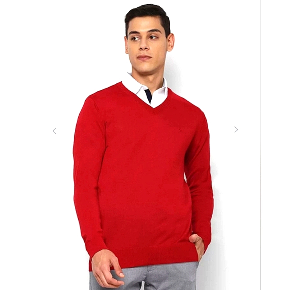 🆕️ Red Allen Solly 100% Merino Wool Sweater - Picture 10 of 12
